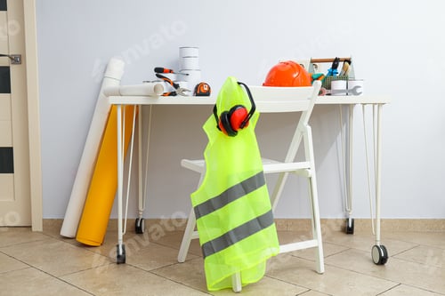 Preview: Concept of different work accessories, engineering supplies and tools