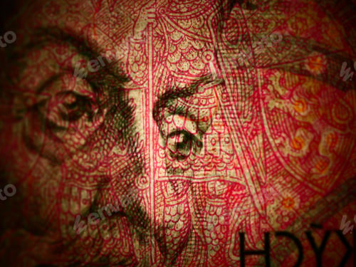 Preview: Closeup shot of a Czech banknote of a hundred koruna with King Korel of Bohemia on it