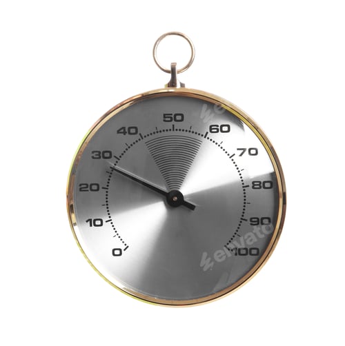Preview: Round hygrometer on white background. Atmospheric humidity