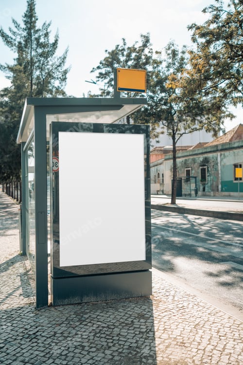 Preview: Blank urban bus stop ad mock-up