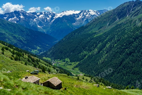 Preview: Passo Gavia, mountain pass in Lombardy, Italy, to Val Camonica at summer