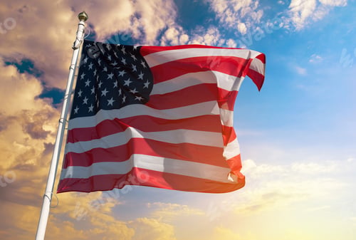 Preview: American flag on the background of sky
