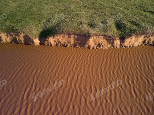 Preview: Aerial view of a pink salt lake. Azov Ukraine