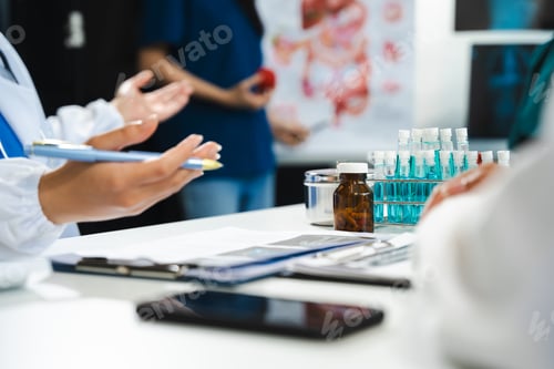 Preview: Medical team working on digital tablet healthcare doctor technology tablet using computer analyzed