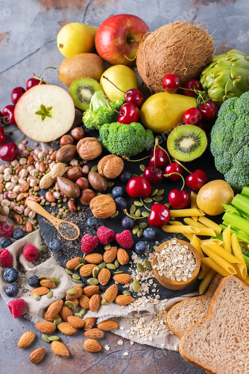 Preview: Selection of healthy rich fiber sources vegan food for cooking