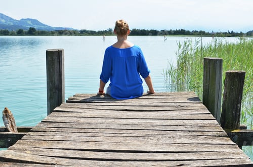 Preview: Girl On The Wooden Jetty. Switzerland