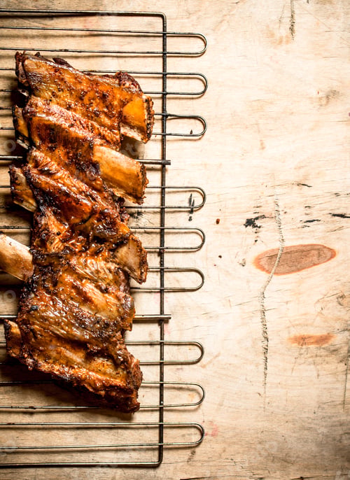 Preview: Pork ribs grilled on the grill.