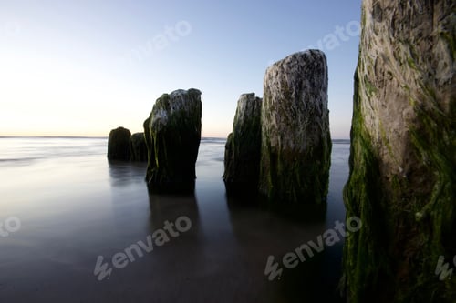 Preview: Moss-Covered Posts in Tranquil Seascape