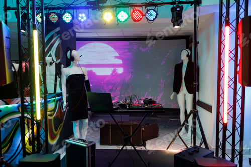 Preview: Musician equipment on stage in club