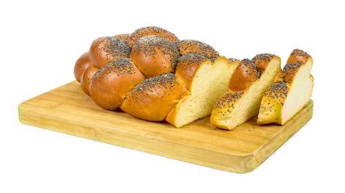 Preview: Braided Bread with Poppy Seeds on Wood