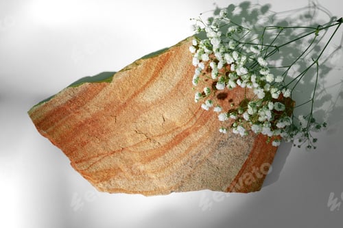 Preview: Granite stone display on white background studio shot