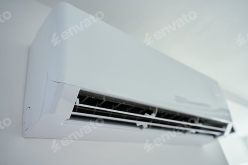Preview: White Air Conditioner Unit Mounted on Wall