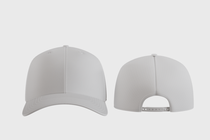 Vistas frontal y posterior de la gorra