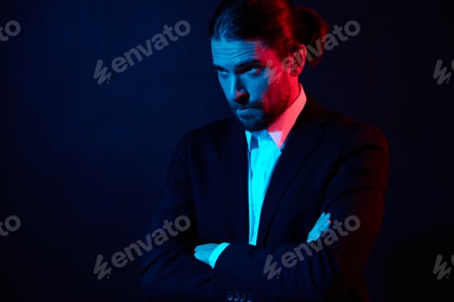 Preview: handsome man gestures with his hands attractive look lifestyle model