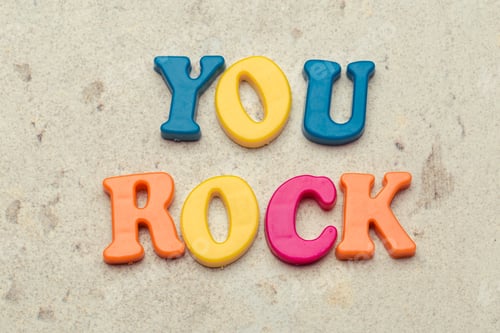 Preview: You rock compliment in colorful letters close up