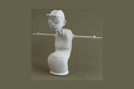 Preview: Seated alien-like figure sculpture