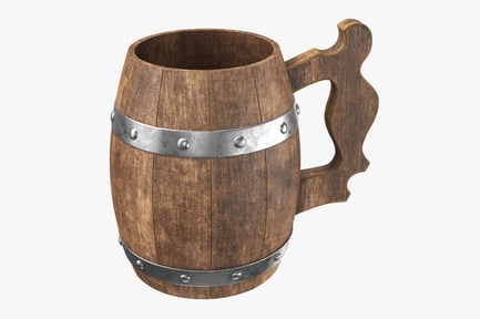 Preview: Wooden Beer Stein, Wooden Mug with Metal Bands