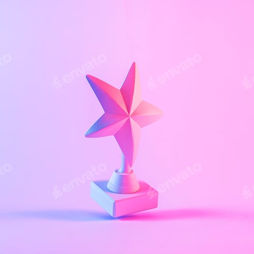 Preview: Studio close-up of an award with a 3d star shape with shadow