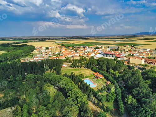 Preview: Aerial view in village of La Rioja near of Logrono,Spain. Drone Photo