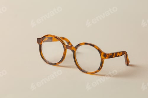 Preview: view on classic round glasses on 40th years of 20th century