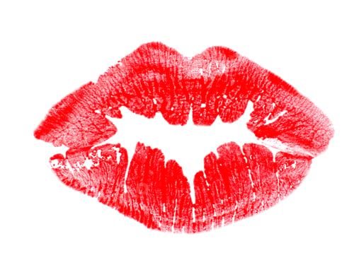 Preview: Lipstick kiss mark isolated on white, top view