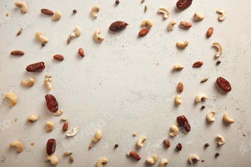 Preview: Dried fruit and nuts on old table