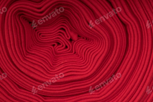 Preview: Roll of red fabric, side view