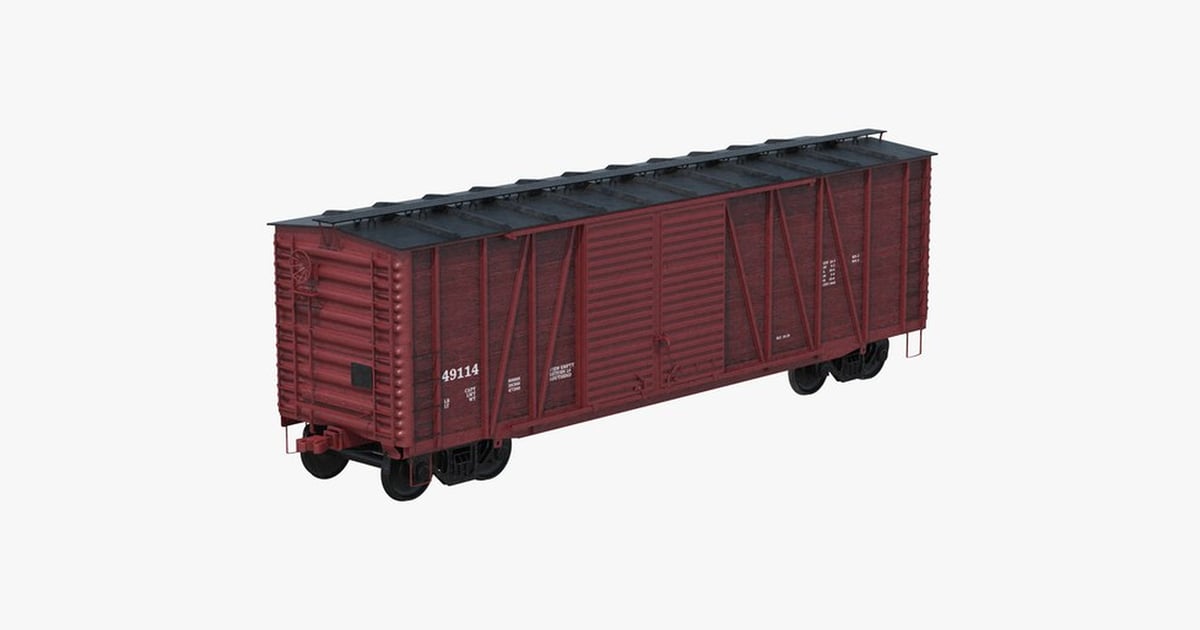Vintage Red Boxcar - Railroad Transport 3D, Incl. train & kitbash - Envato