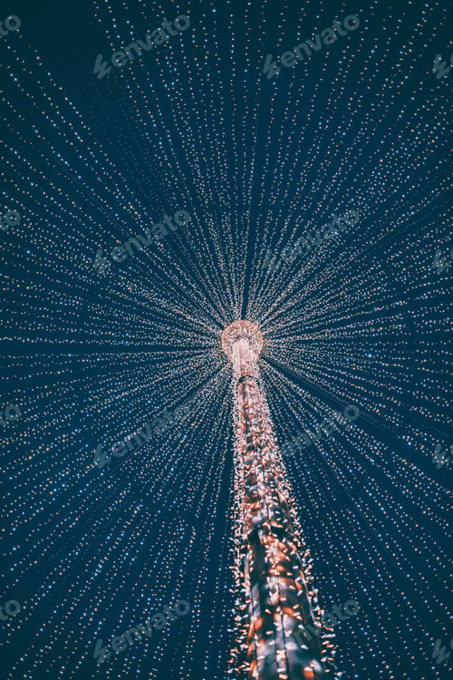 Preview: Christmas lights over dark blue background