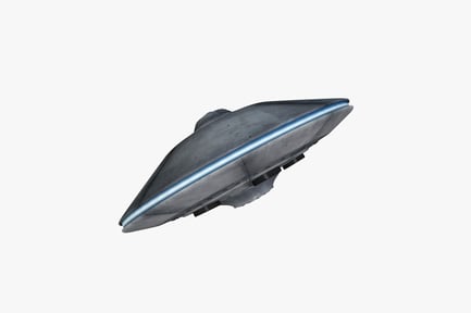 Futuristic spaceship with extended wings and lateral tilt