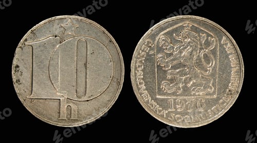 Preview: Czechoslovak koruna, haleru denomination coin, old money of czechoslovakia
