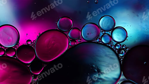 Preview: Abstract Colorful Food Oil Drops Bubbles and spheres Flowing on Water Surface