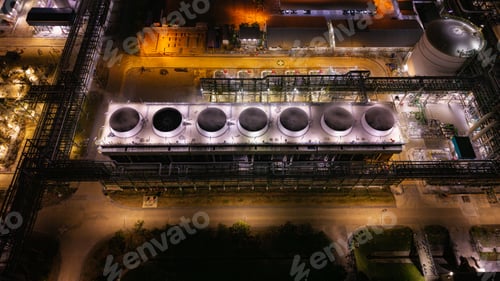 Preview: Illuminated Industrial Refinery at Night