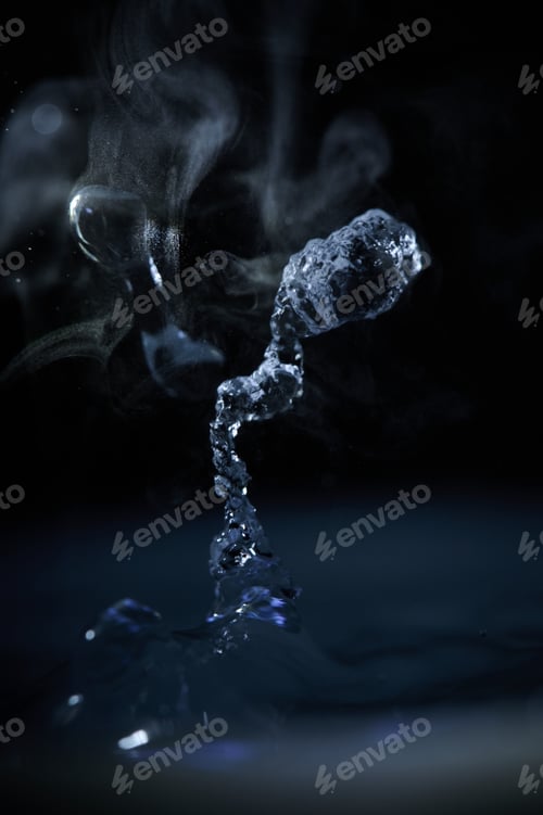 Preview: The process of boiling water, a stream of water shooting out of a humidifier or diffuser taken in
