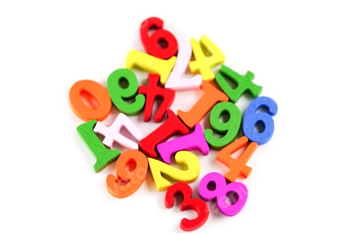 Preview: Math number colorful on white background, education study mathematics learning teach.