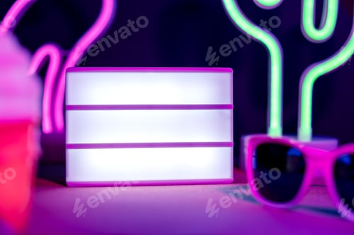 Preview: Summer light box flamingo, cactus, sunglasses and blank light box