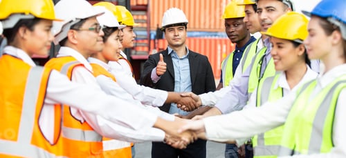 Preview: Group of successful logistic engineer worker hand shaking for business agreement