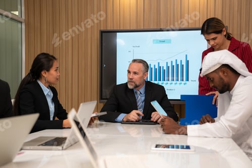 Preview: Multiracial business people having meeting and brainstorming.