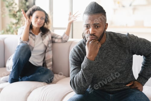 Preview: Wife and husband arguing crying misunderstanding between partners.Marriage problems, abuse, cheating