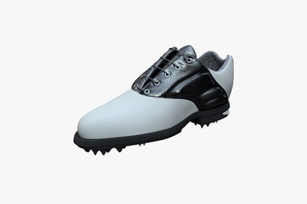Preview: Golf shoe with black panels and spiked heel