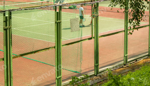 Preview: Tennis, court and man outdoors at the beginning of the exercise workout. The concept of a sports
