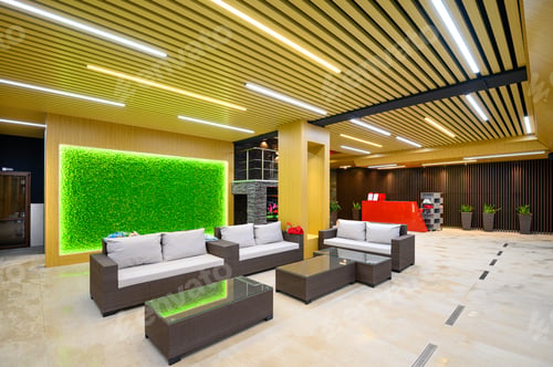 Preview: beautiful interior of rest area with chairs and sofa