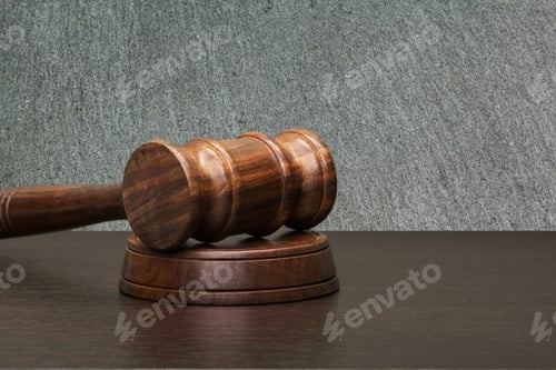 Preview: Wooden gavel on the table