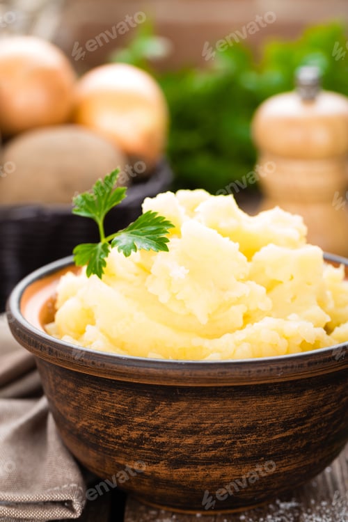 Preview: Mashed potato. Potato mash with butter and milk. Boiled potato. Potato puree