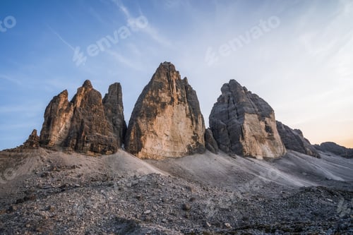 Preview: Summer sunset at the Tre Cime di Lavaredo, in the Sexten Dolomites, Italy