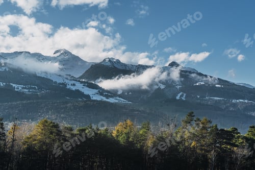 Preview: Appenzell Alps with Gamsberg and Fulfirst peaks view from Liechtenstein