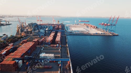Preview: Sea port from a bird's-eye view. Odessa, Ukraine