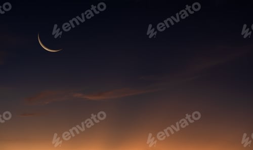 Preview: Crescent moon on dusk sky twilight
