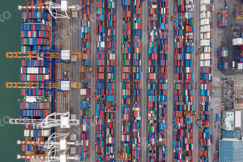 Preview: Aerial view Container ships at industrial ports in the business of import export