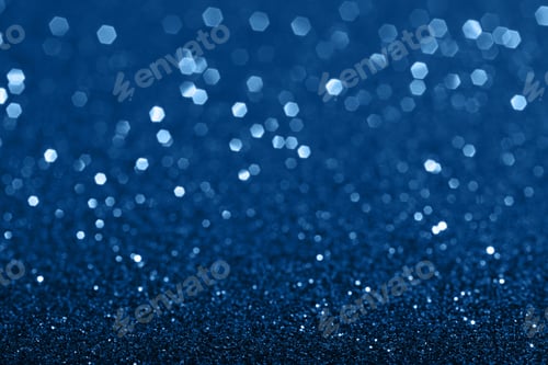 Preview: Abstract blue background with sparkling bokeh.Color of te year 2020.